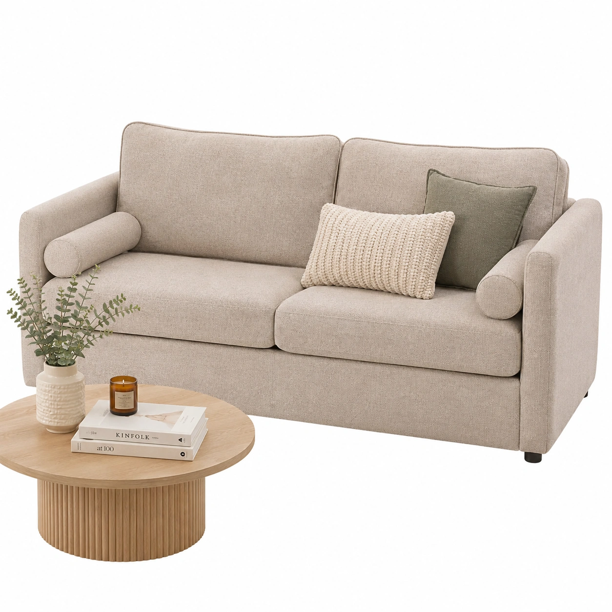Sofa compacto de dos plazas en beige claro