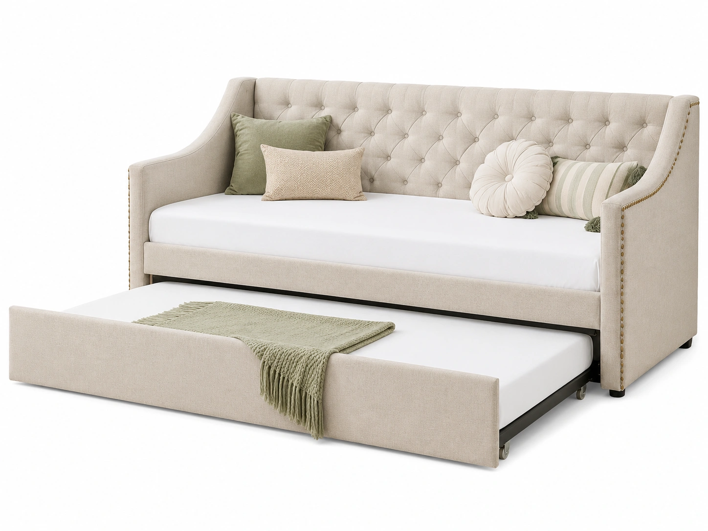 Cama Nido Tapizada Beige Minimalista