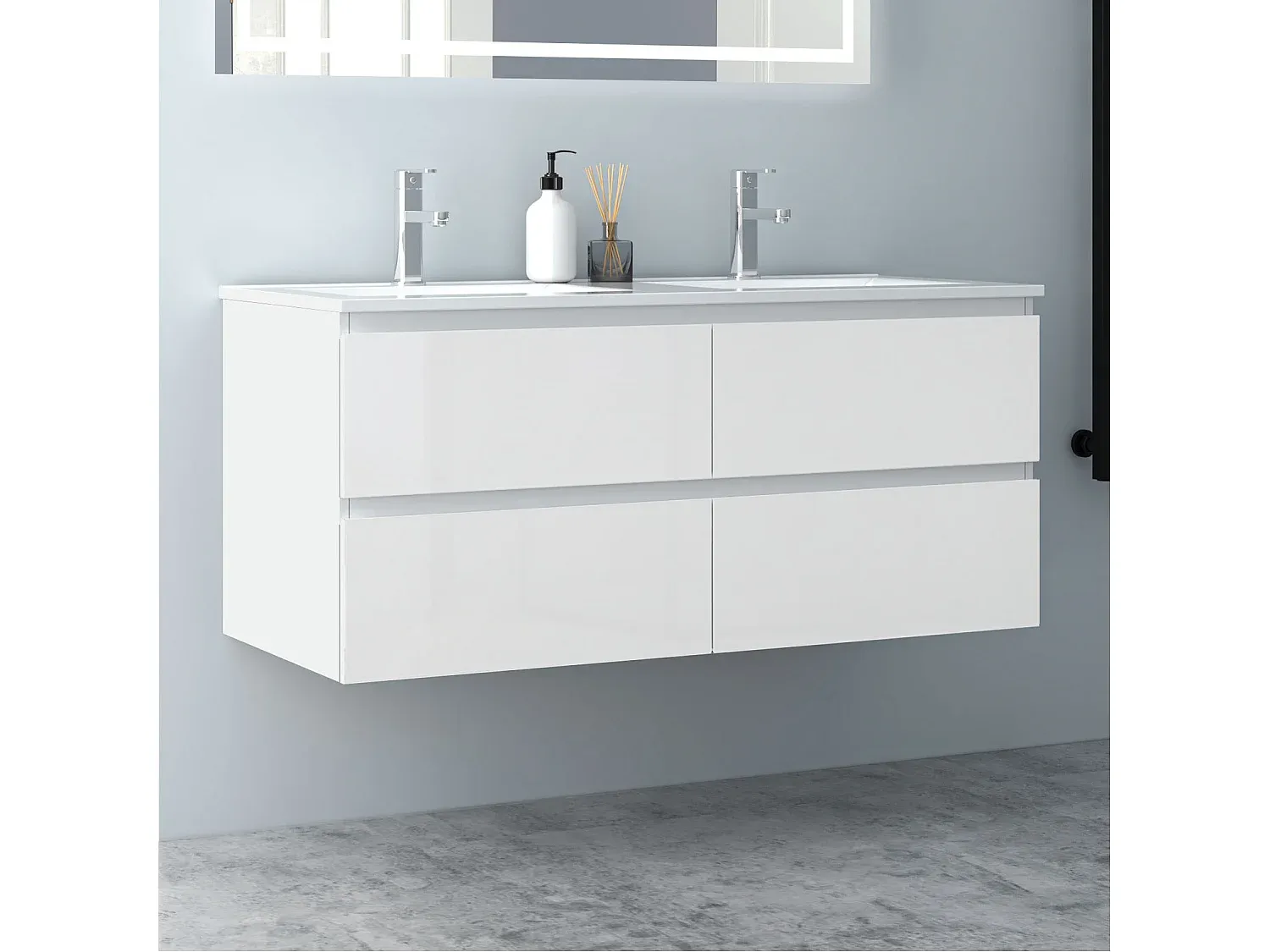 Badezimmer,Bereich Badezimmermöbel,Doppelwaschtisch-Furniarone