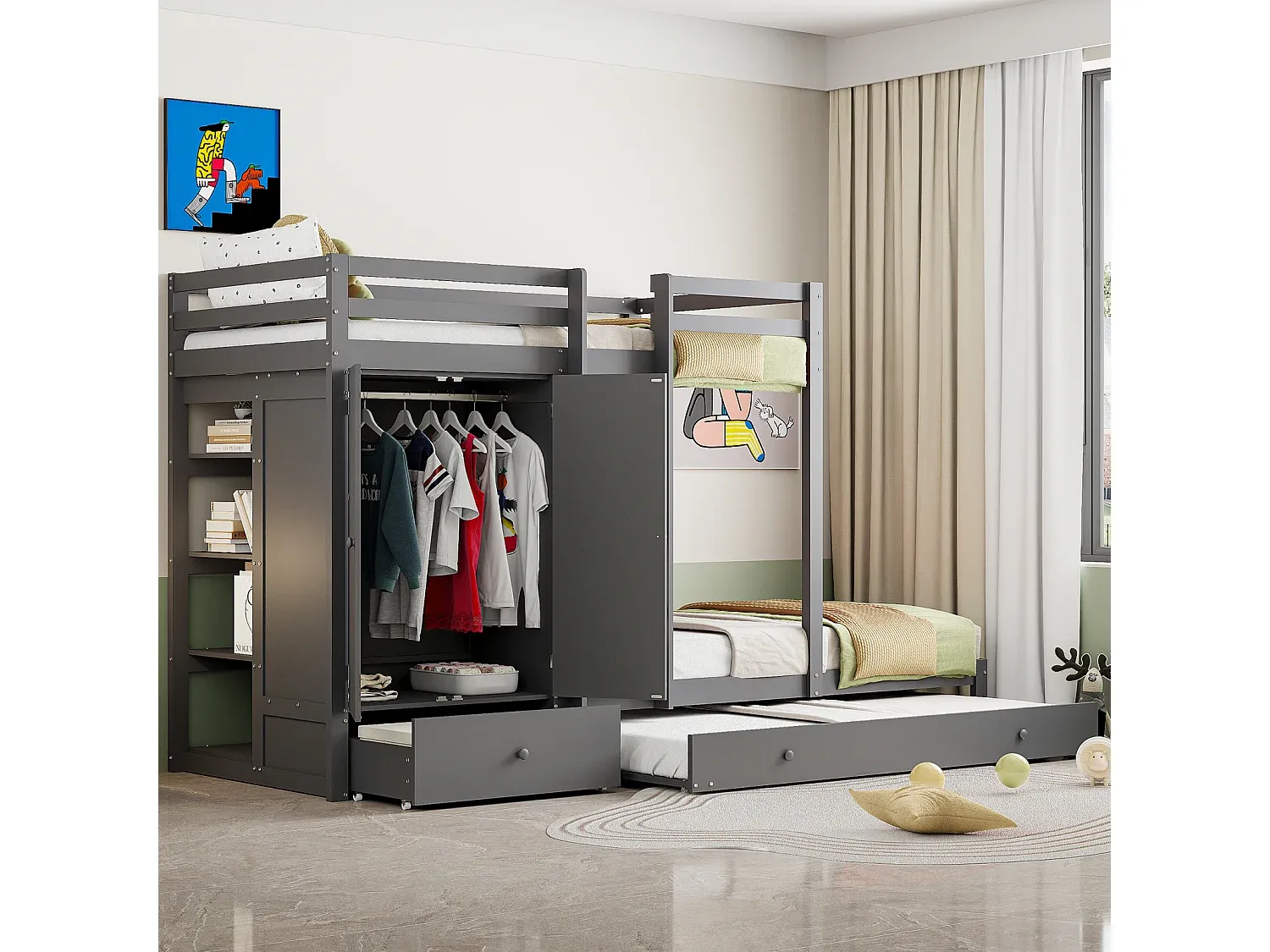Schlafzimmer,Bereich Bett,Etagenbett-Furniarone