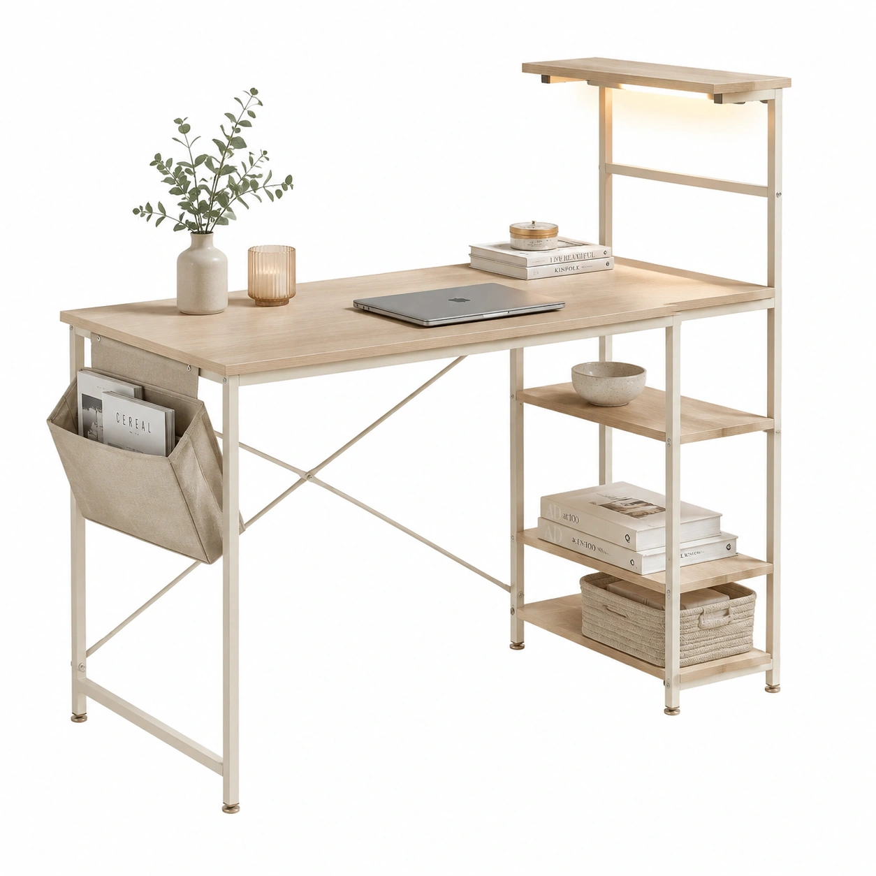 Escritorio Minimalista Nordic con Estanteria Integrada-ElmoriaHome