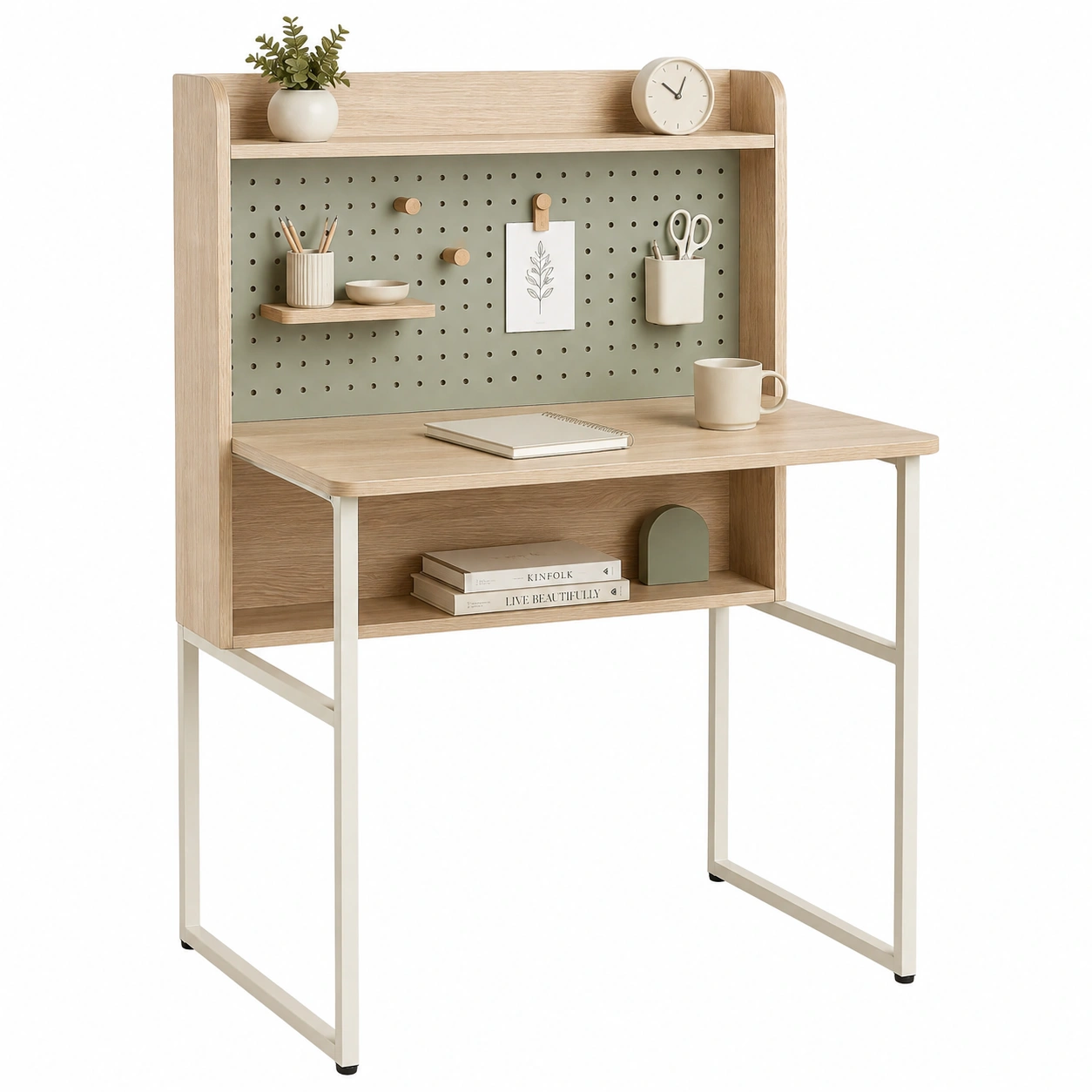 Escritorio Compacto con Panel de Organización-ElmoriaHome