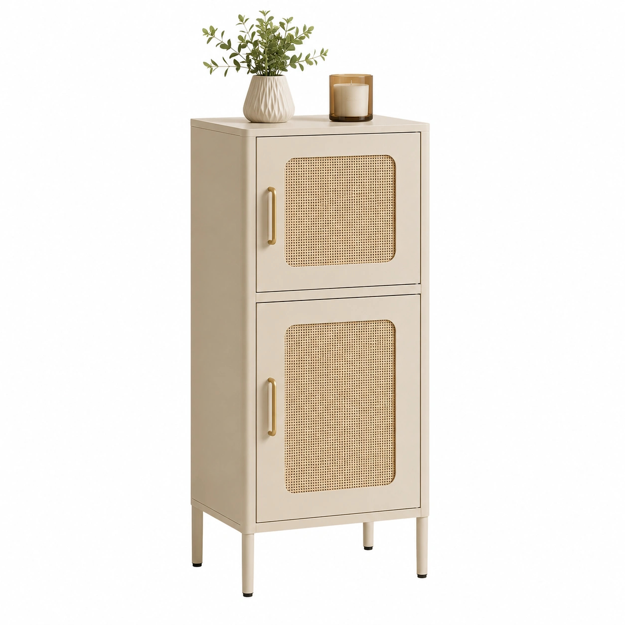 Armario con 2 puertas y rejilla decorativa-ElmoriaHome