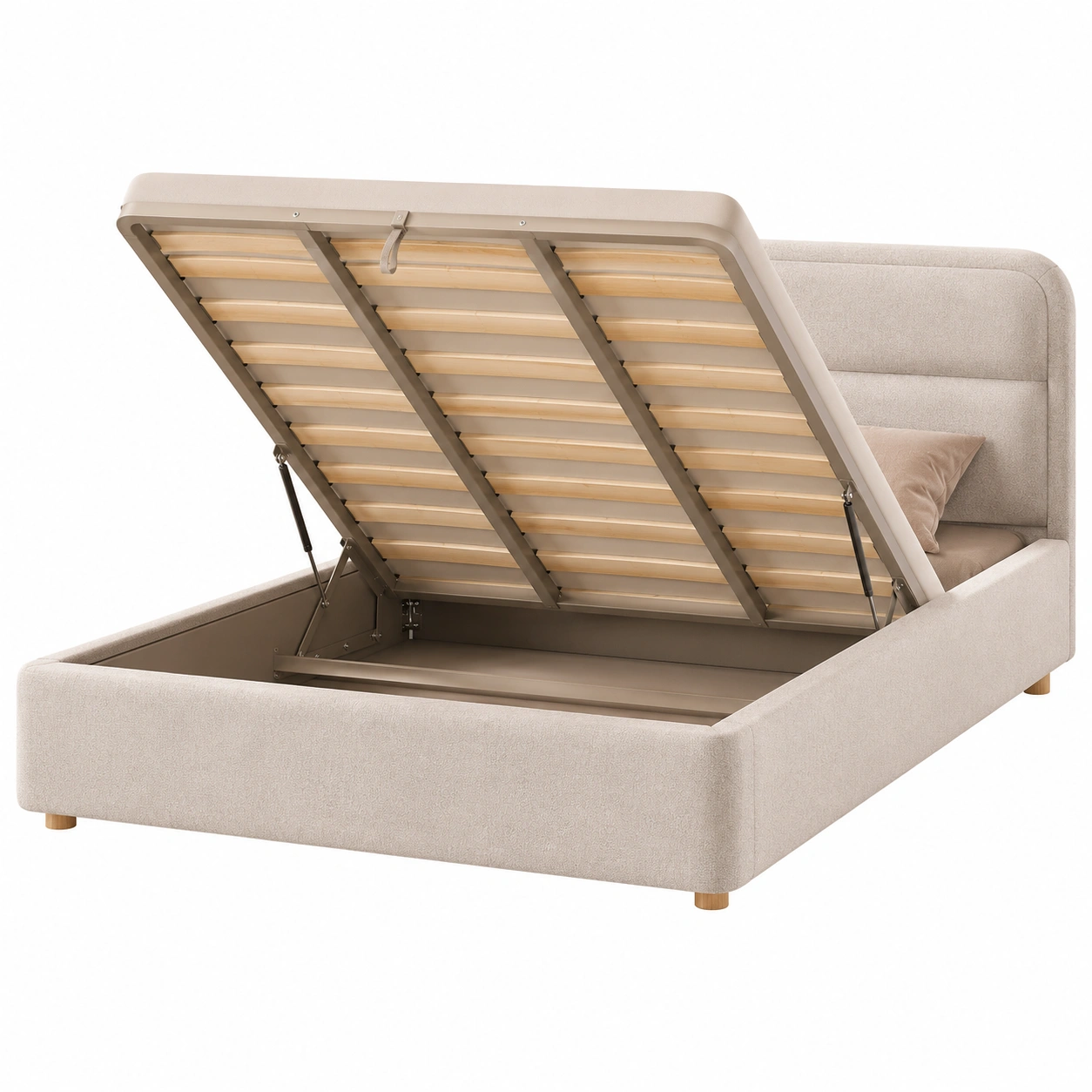 Cama abatible crema con cabecero acolchado-HavensiaHome