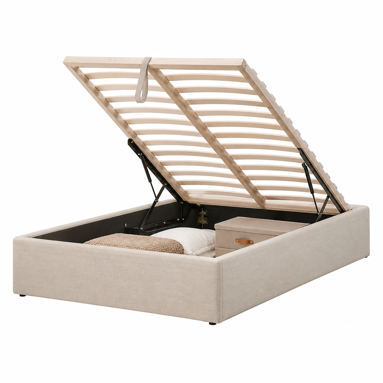 Cama abatible tapizada beige Nalia-HavensiaHome