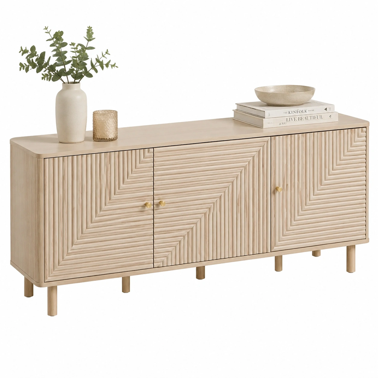 Aparador horizontal geometrico de madera-HavensiaHome