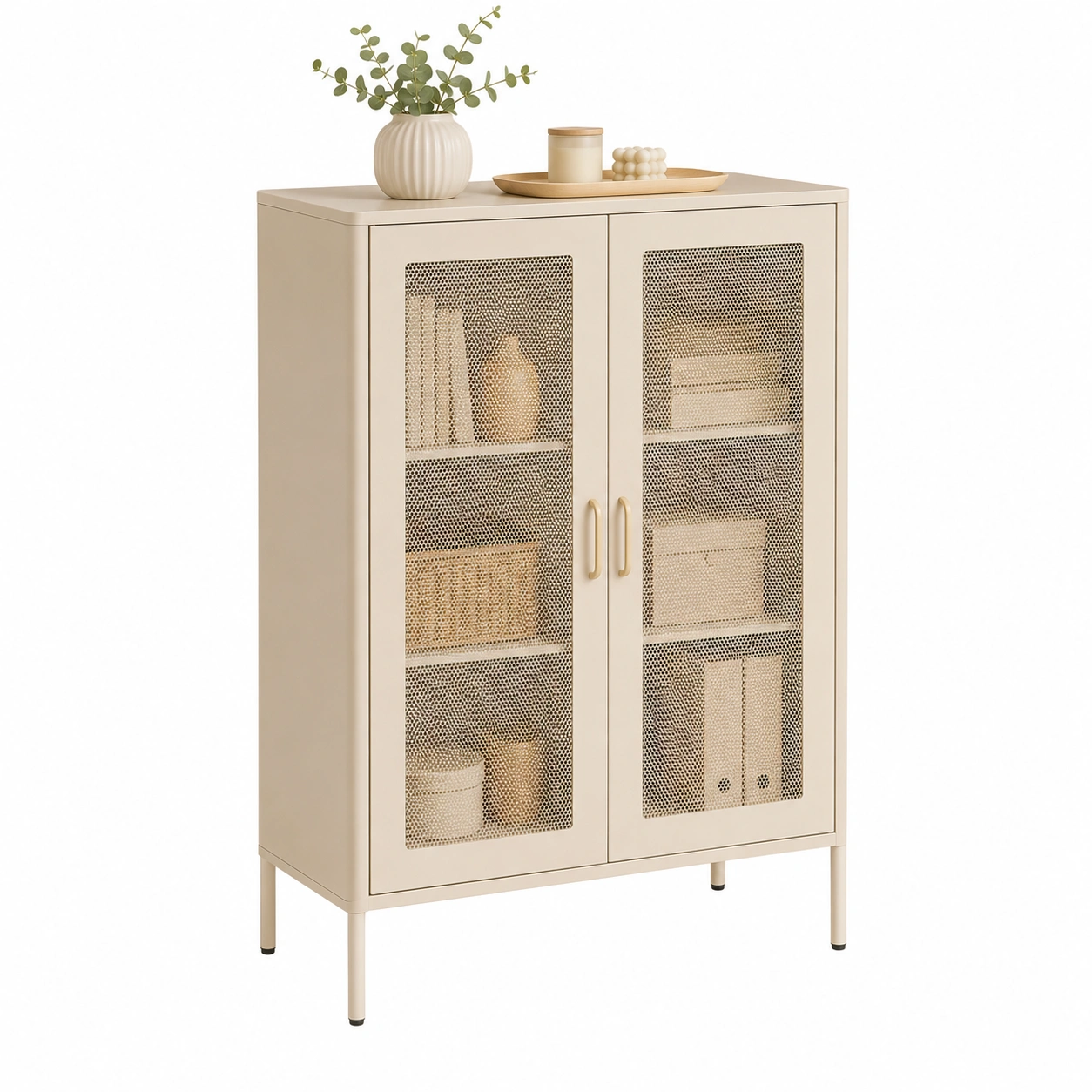 Armario auxiliar minimalista con malla metalica-HavensiaHome