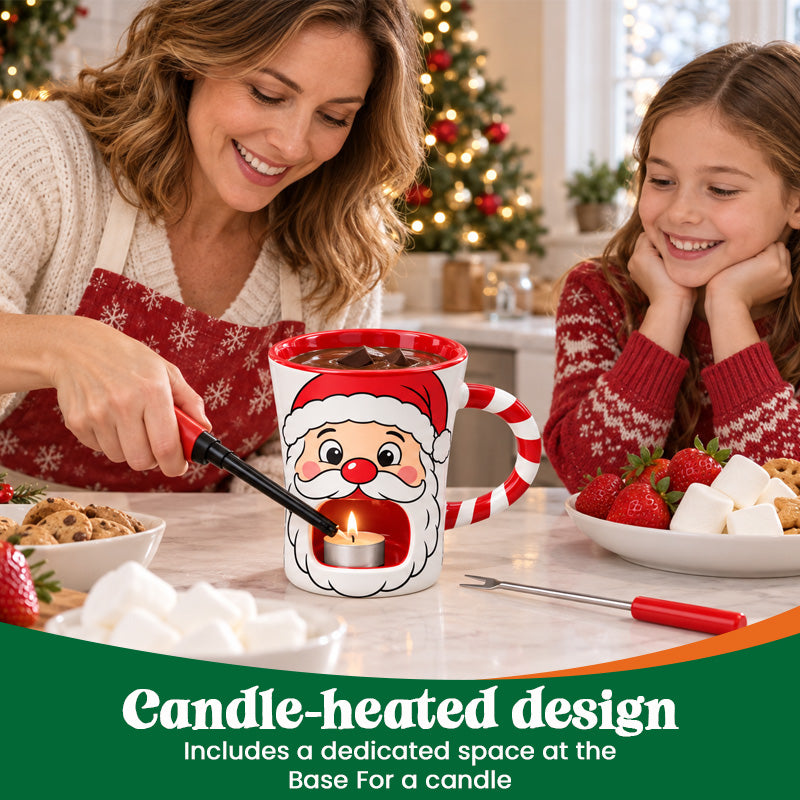 Candle heated chocolate fondue mug