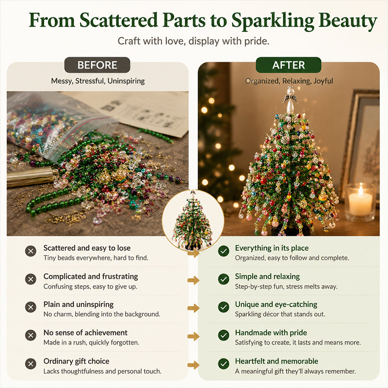 🎄 DIY Beaded Christmas Tree Kit | Sparkling Holiday Tabletop Decor