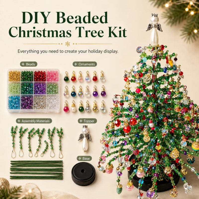 🎄 DIY Beaded Christmas Tree Kit | Sparkling Holiday Tabletop Decor
