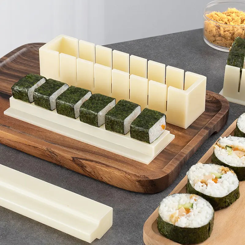 DIY Non-Stick Sushi Maker Mold Set with Cutting Groove – HIPS One-Press Sushi Making Kit
