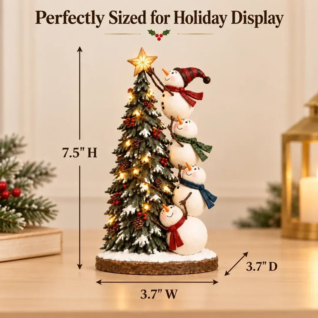 ❄ Snowmen Topping the Christmas Tree – Lighted Christmas Figurine