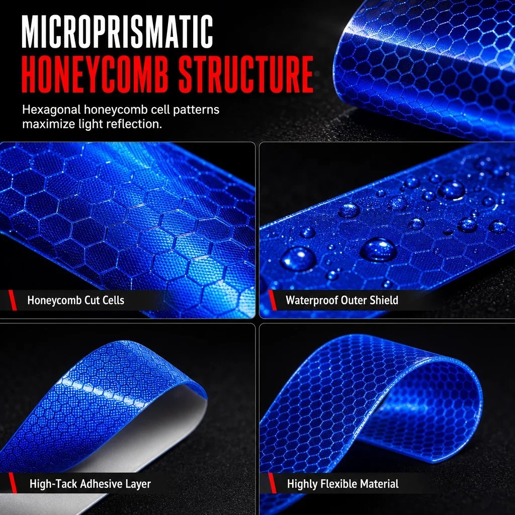 Microprismatic honeycomb reflective structure