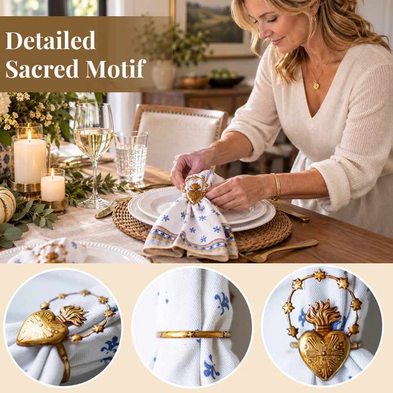 ✝️ Sacred Heart & Mary Devotional Napkin Rings