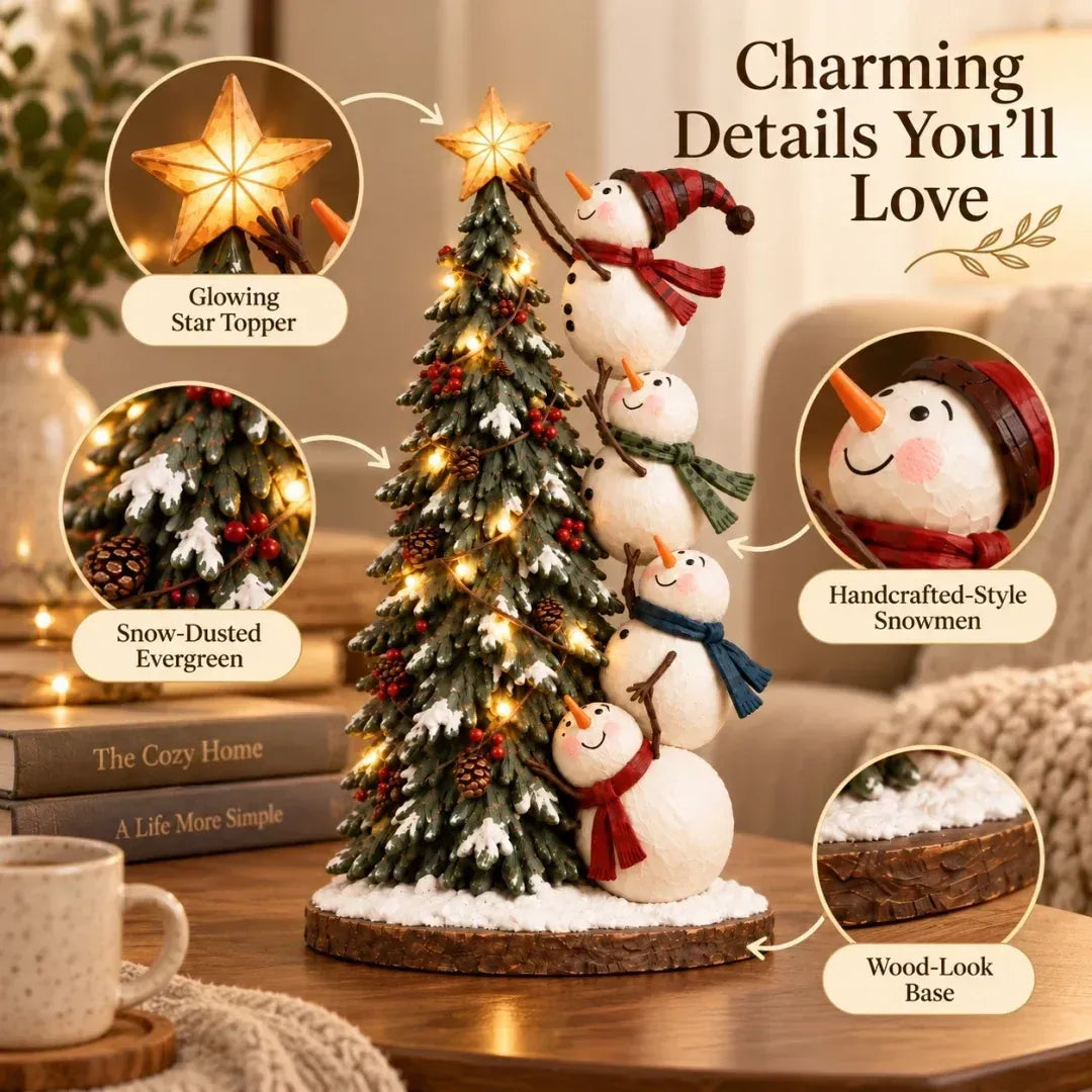 ❄ Snowmen Topping the Christmas Tree – Lighted Christmas Figurine