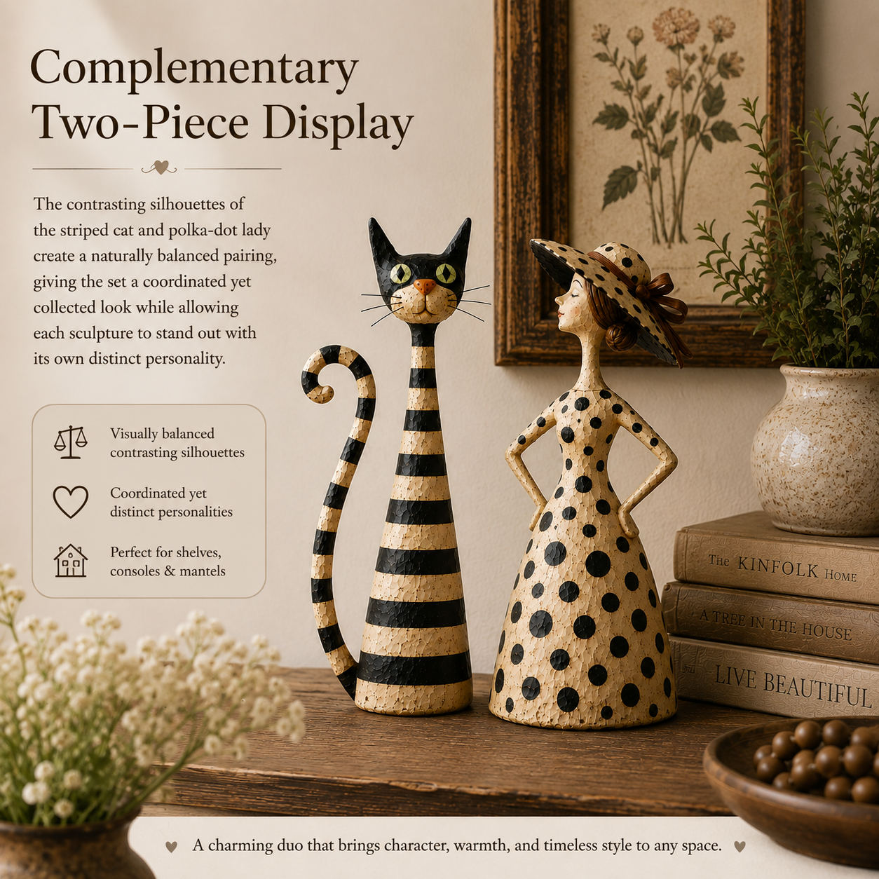 Limited Time Sale 40% OFF🎁🐱 Vintage Cat & Lady Sculpture Set — distressed charm for cosy corners