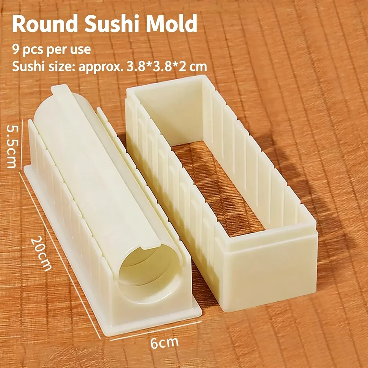 DIY Non-Stick Sushi Maker Mold Set with Cutting Groove – HIPS One-Press Sushi Making Kit