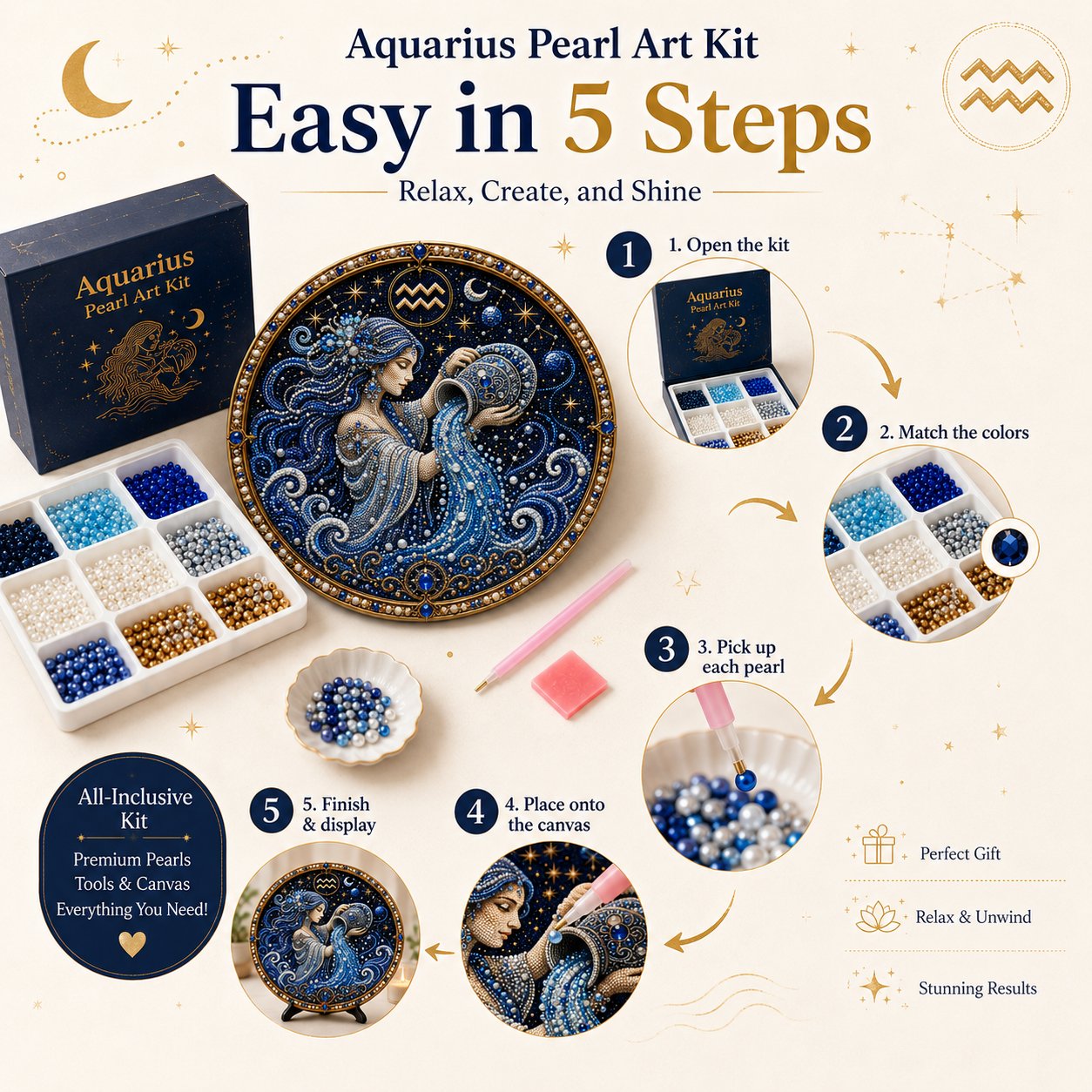 🔥 12 Zodiac Signs Pearl Art Kit ♈🌙
