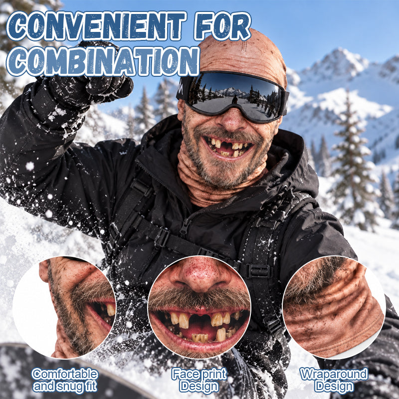 Skimasker met skibril en helm