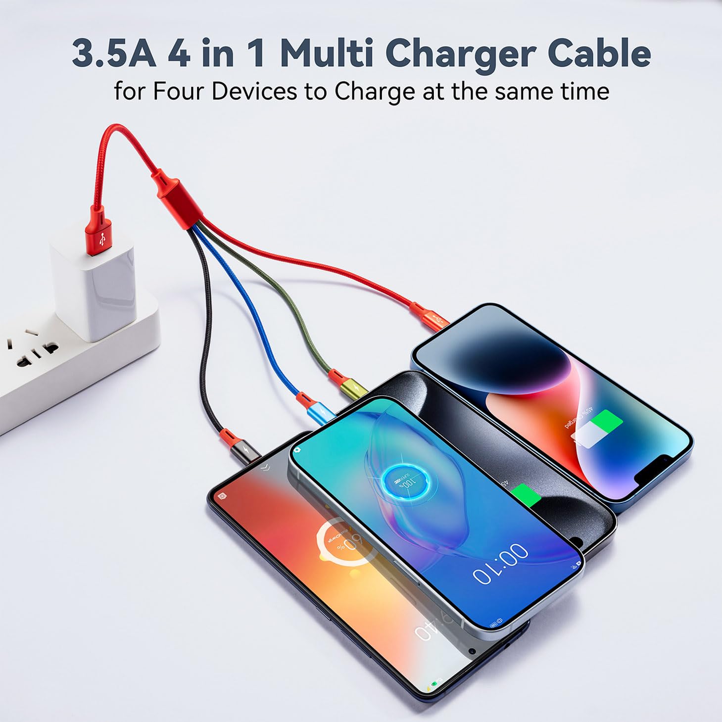 AMOSTING Short Multi Charging Cable, 1Ft/2Pack