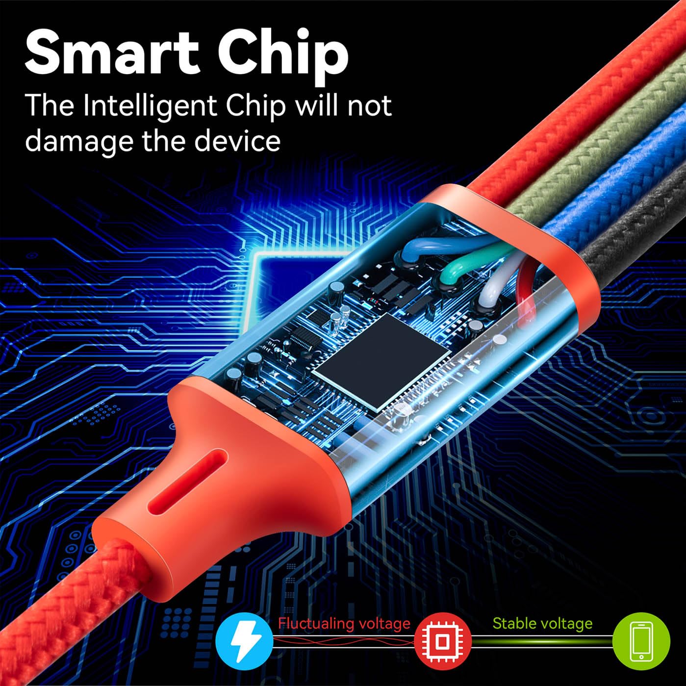 AMOSTING Short Multi Charging Cable, 1Ft/2Pack