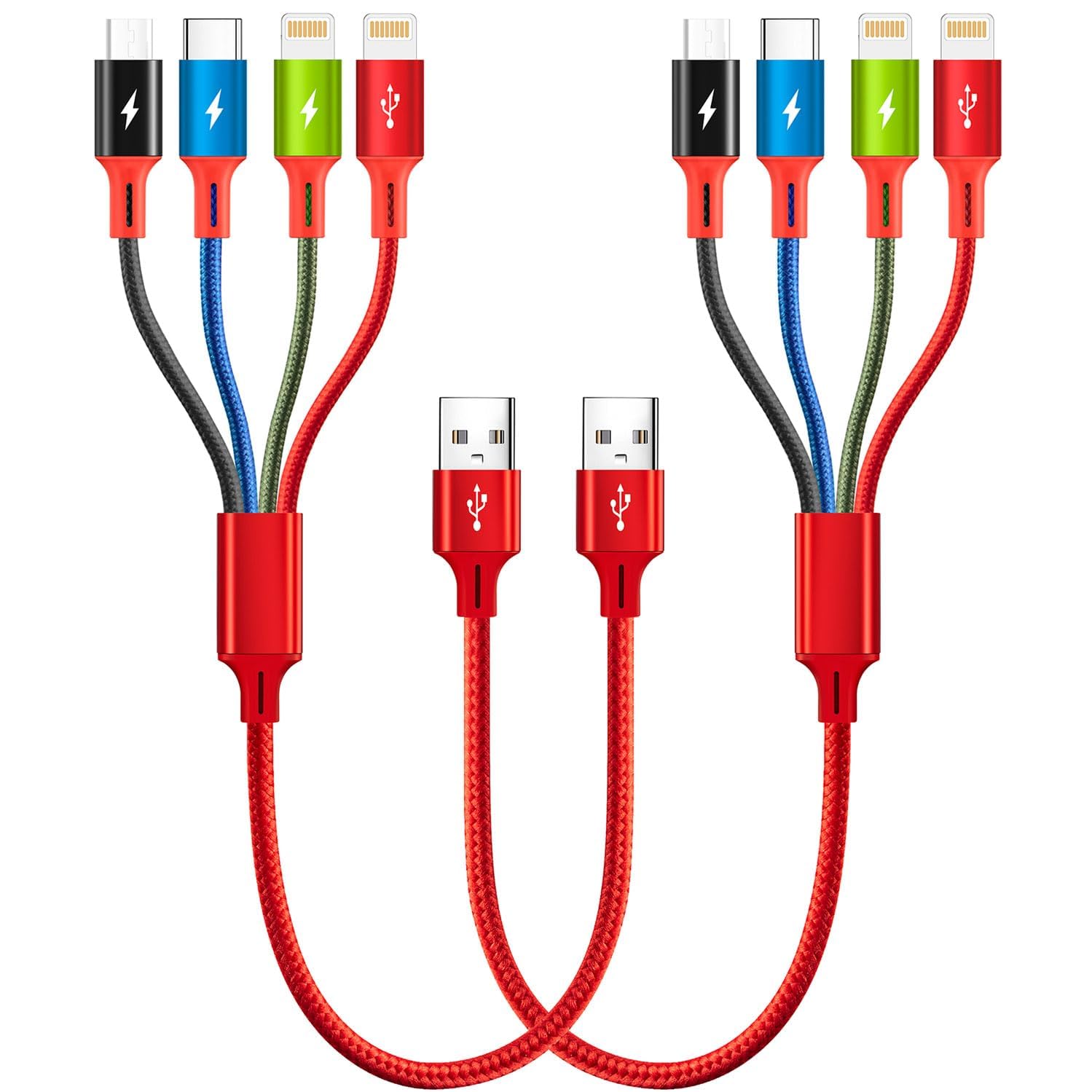 AMOSTING Short Multi Charging Cable, 1Ft/2Pack