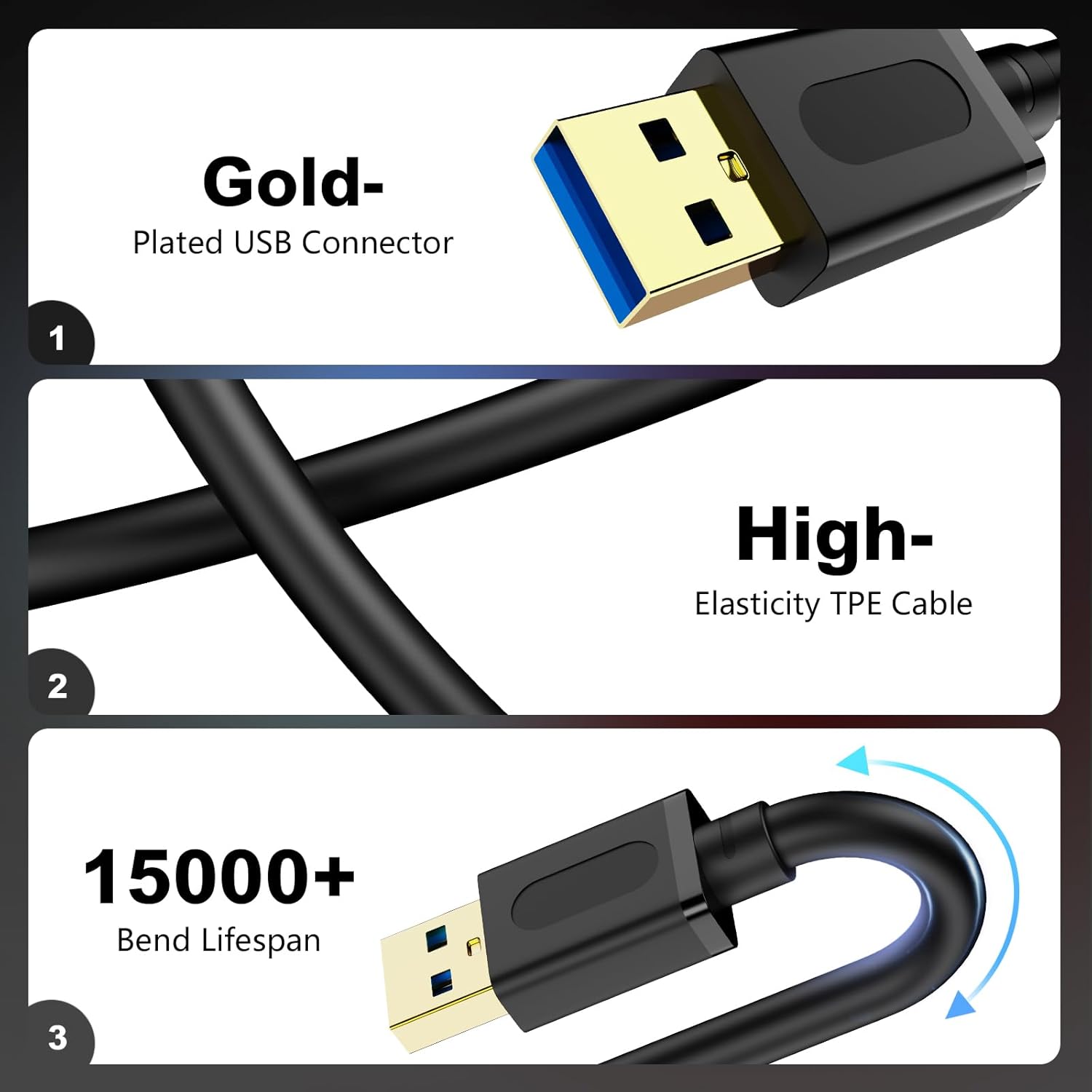 AMOSTING USB 3.0 Male to Male Cable