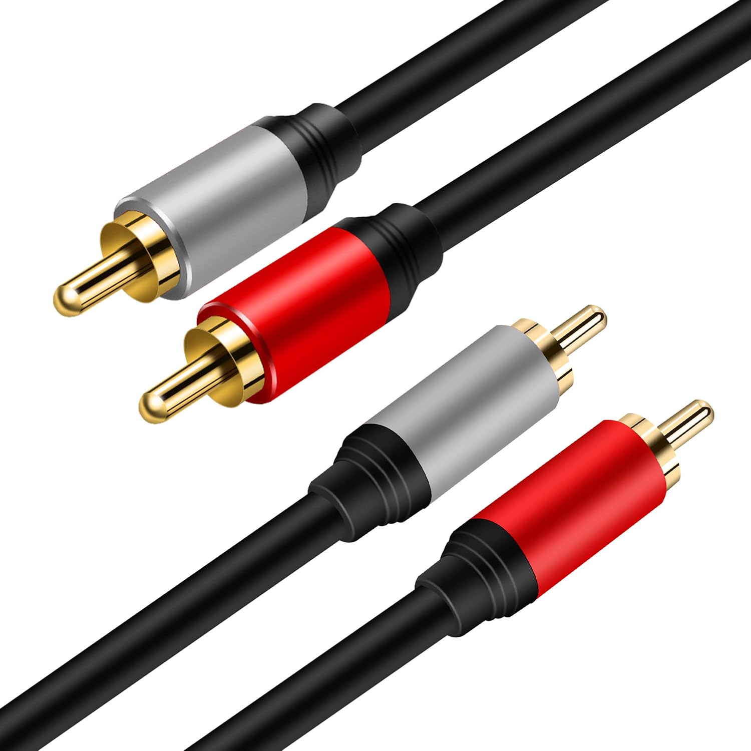 AMOSTING 2RCA to 2RCA Cable, Gold-Plated 2 RCA Male to 2 RCA Male Stereo Audio Cable for Home Theater, HDTV, Gaming Consoles, Hi-Fi Systems