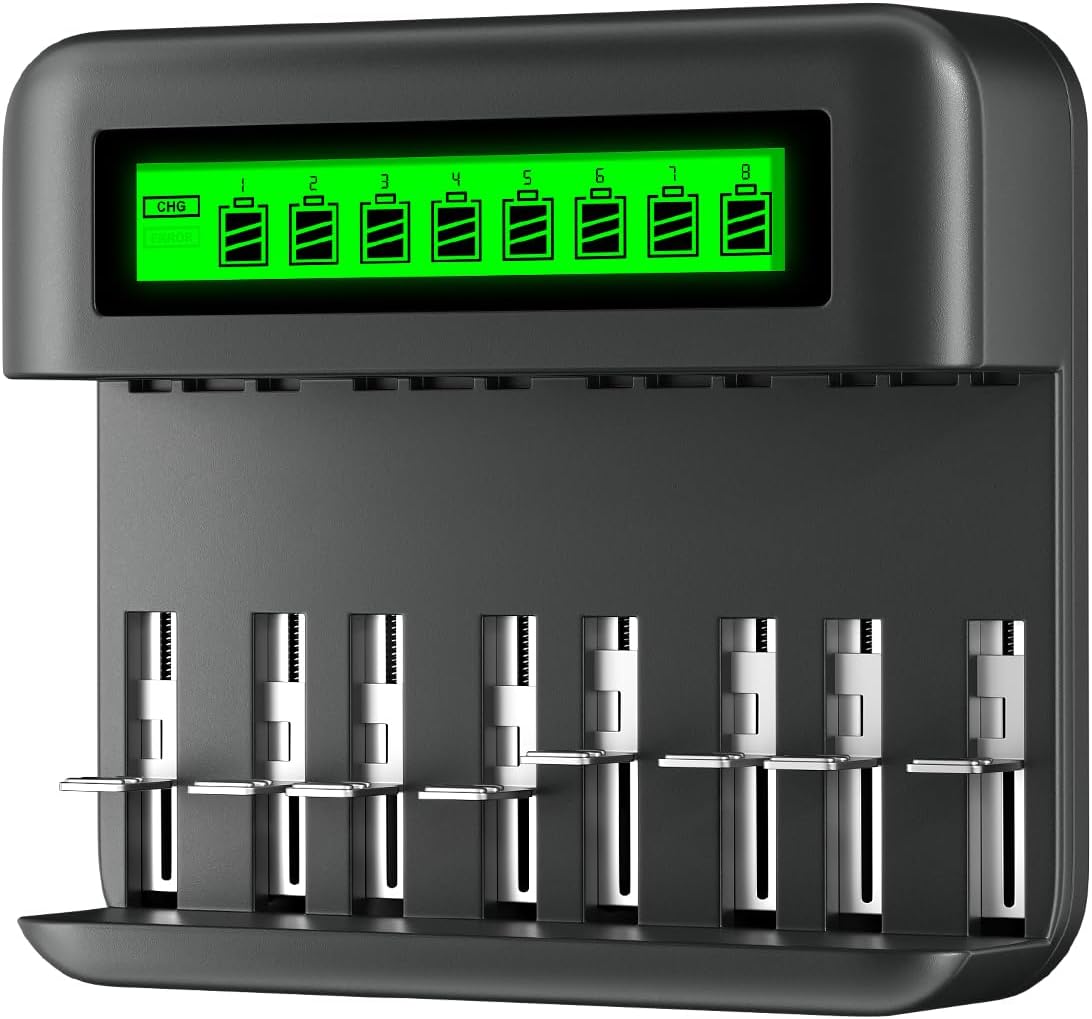 AMOSTING 8 Bay AA AAA C D Battery Charger