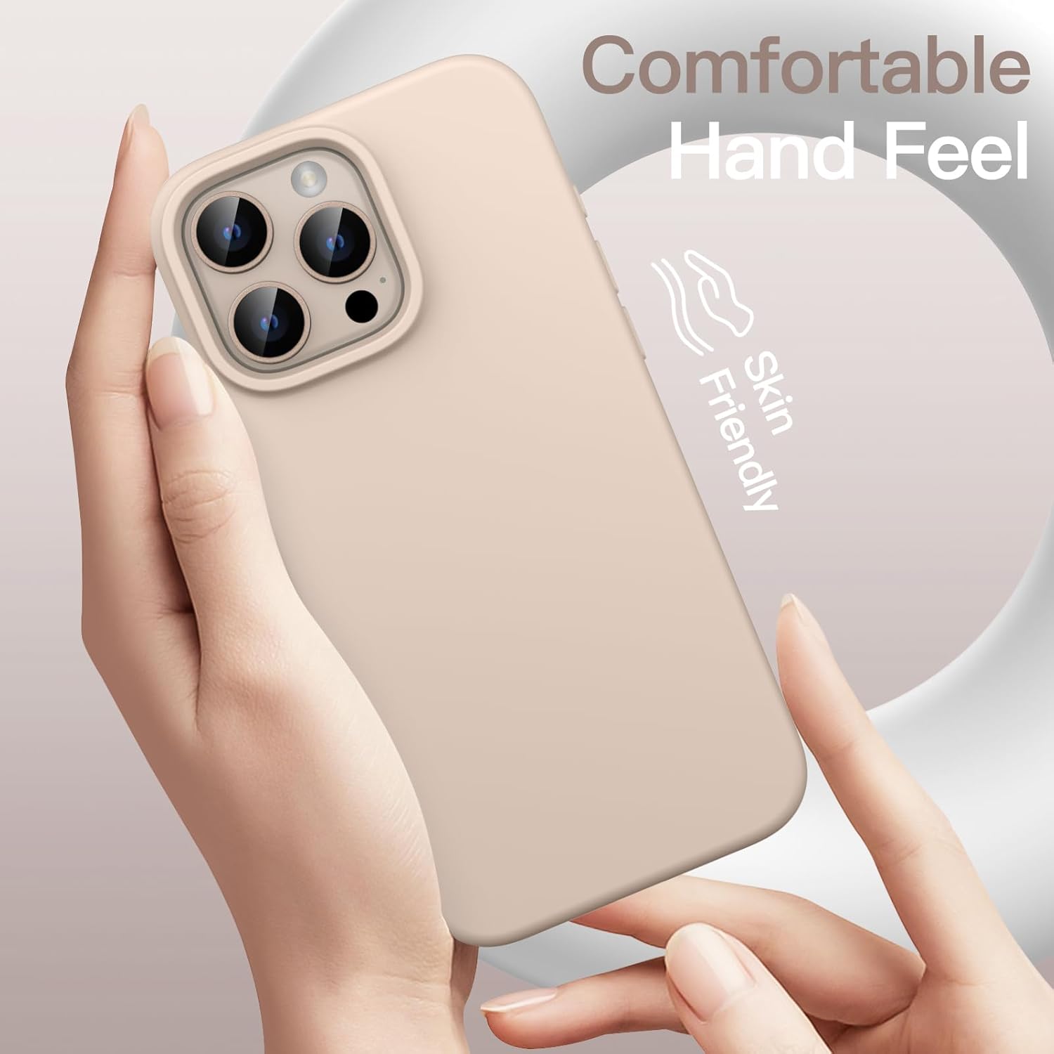 AMOSTING Liquid Silicone Case for iPhone 16 Pro Max (Desert Titanium)