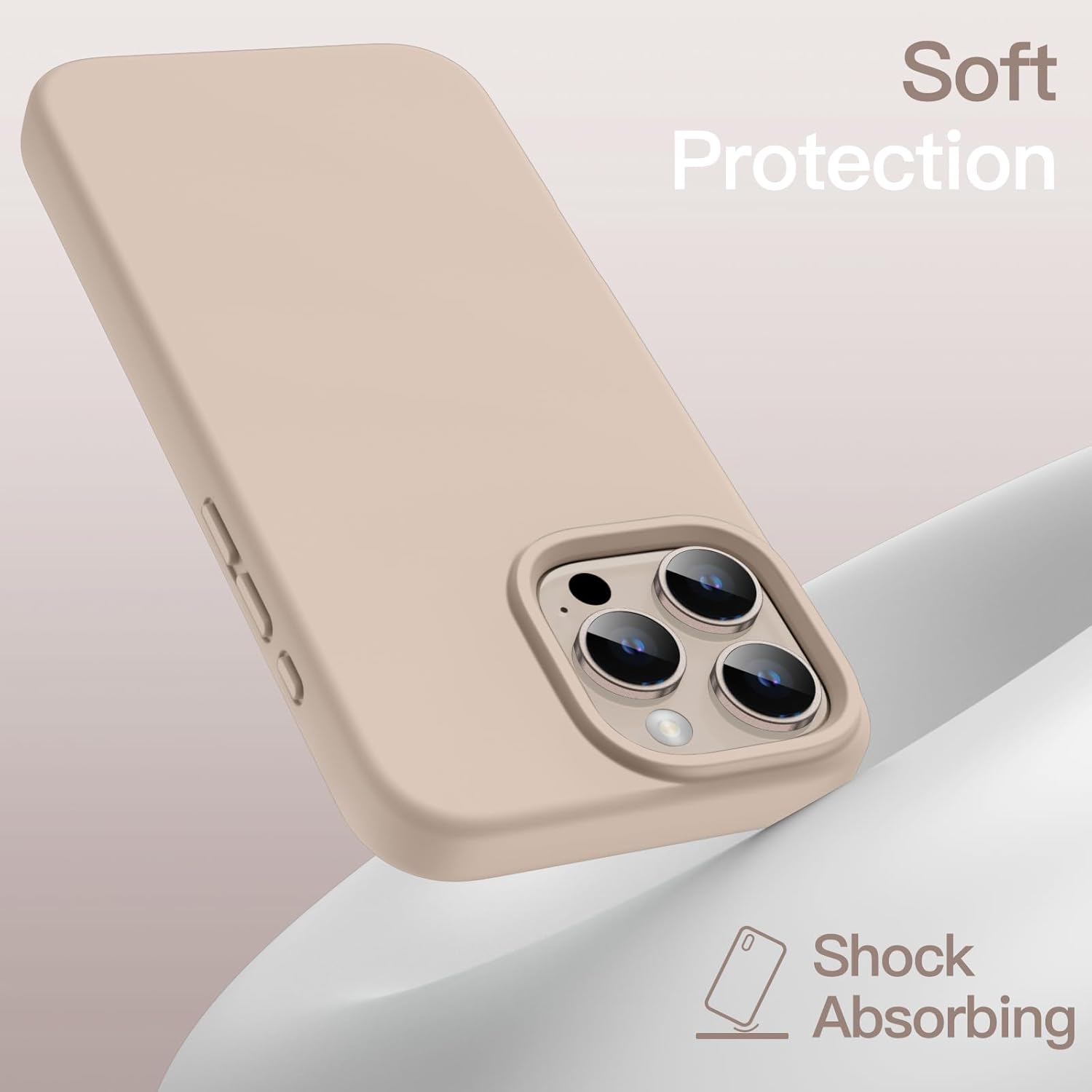 AMOSTING Liquid Silicone Case for iPhone 16 Pro Max (Desert Titanium)