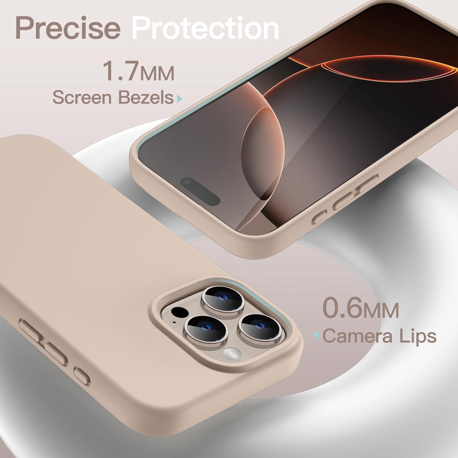 AMOSTING Liquid Silicone Case for iPhone 16 Pro Max (Desert Titanium)