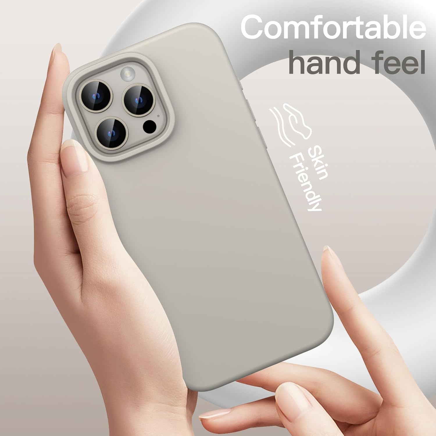AMOSTING Liquid Silicone Case for iPhone 16 Pro Max (Natural Titanium)