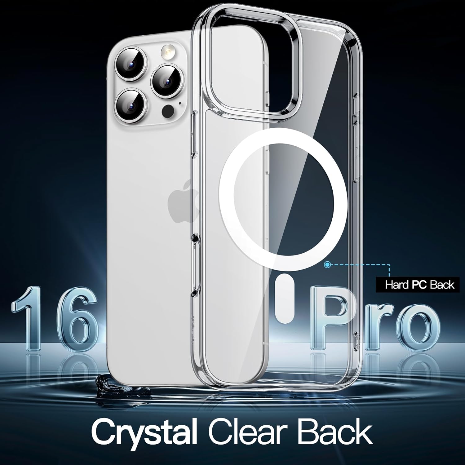 AMOSTING Magnetic Case for iPhone 16 Pro (Clear)