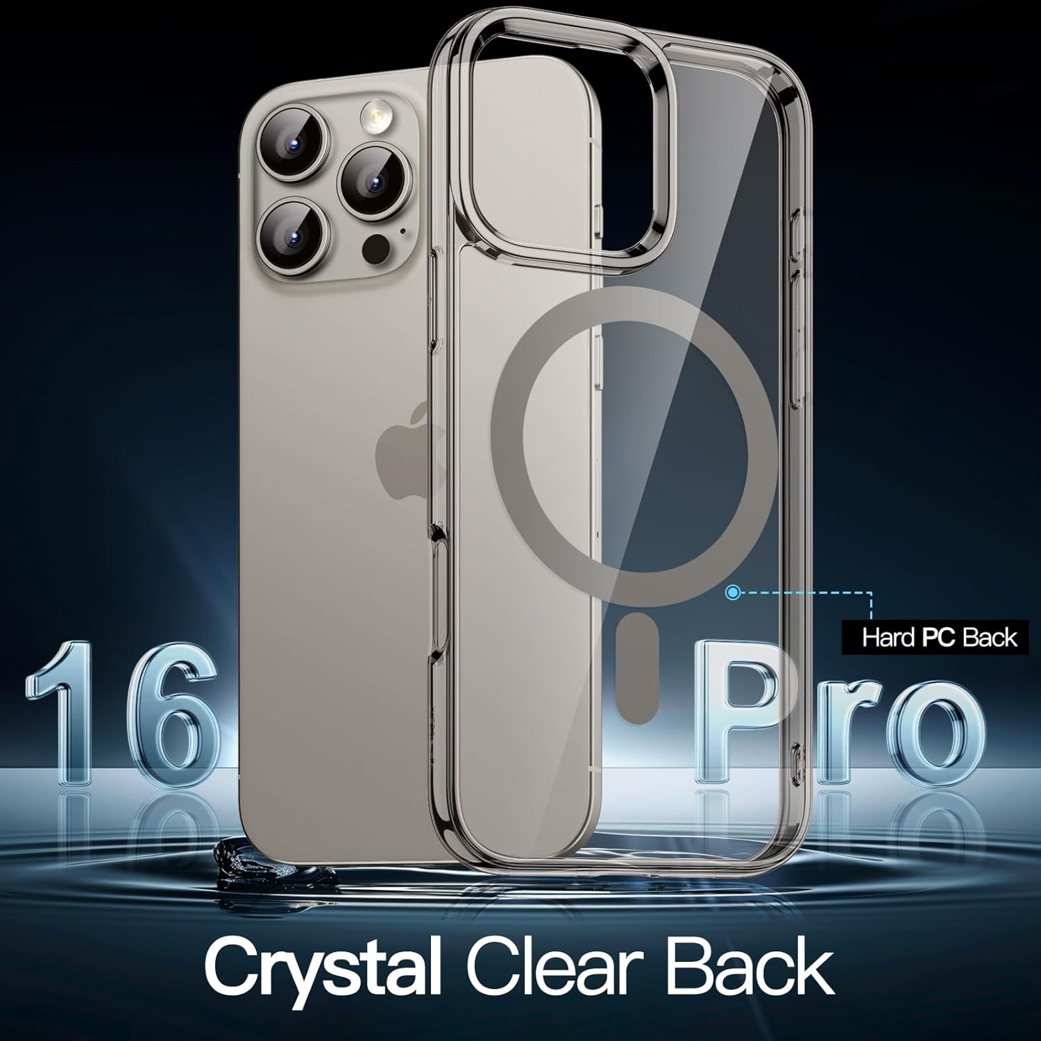 AMOSTING Magnetic Case for iPhone 16 Pro (Natural Titanium)