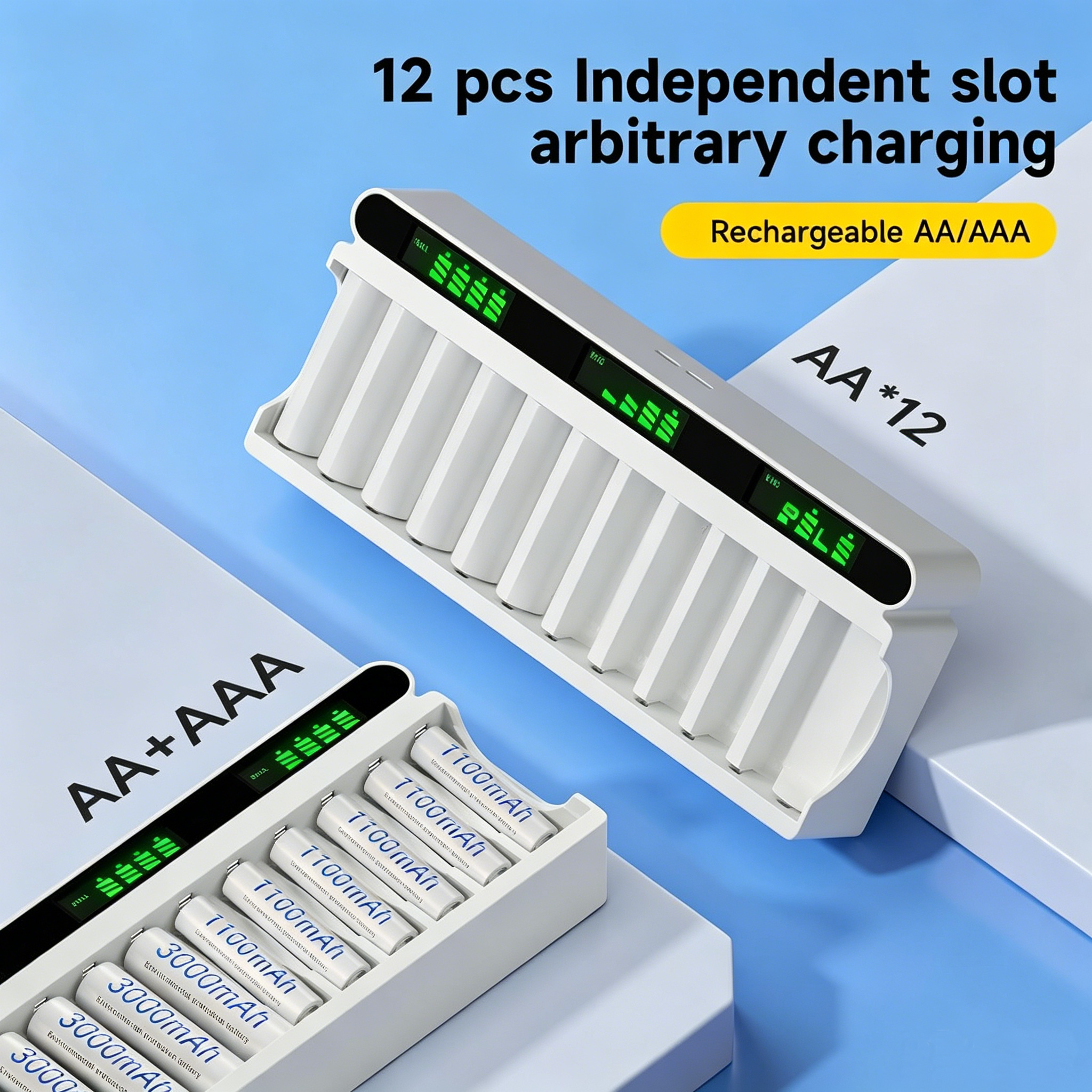 AMOSTING 12 Bay AA AAA Battery Charger