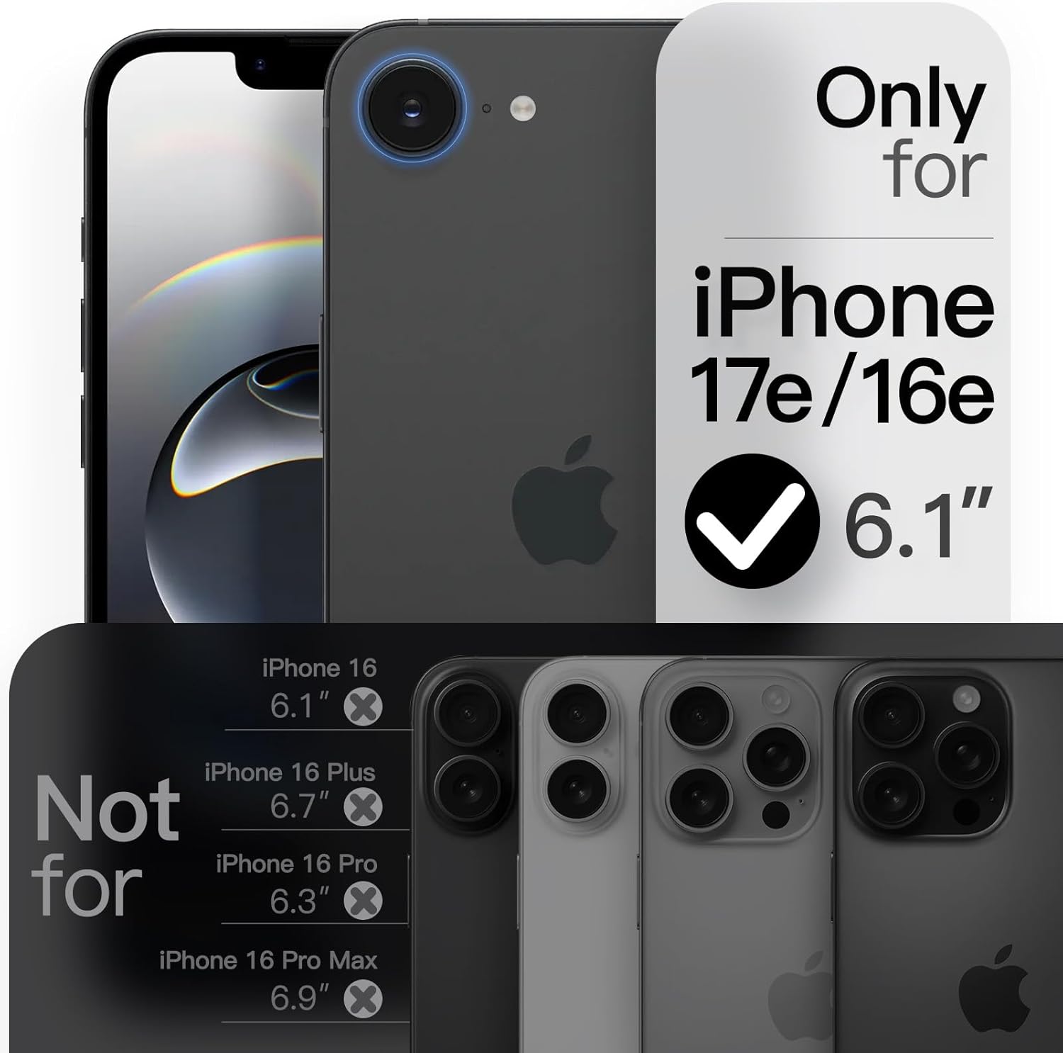 AMOSTING 360 Degree Rotatable Ring Case for iPhone 17e (2026) / iPhone 16e