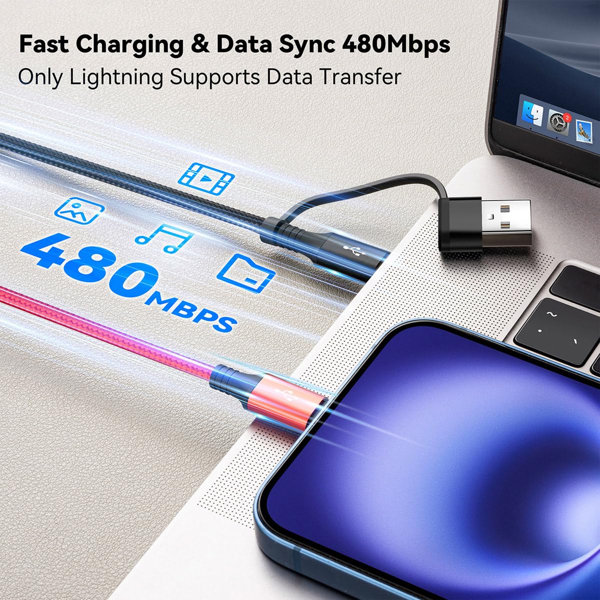 AMOSTING 6 in 1 Multiple Charging Cable 2Pack 6Ft