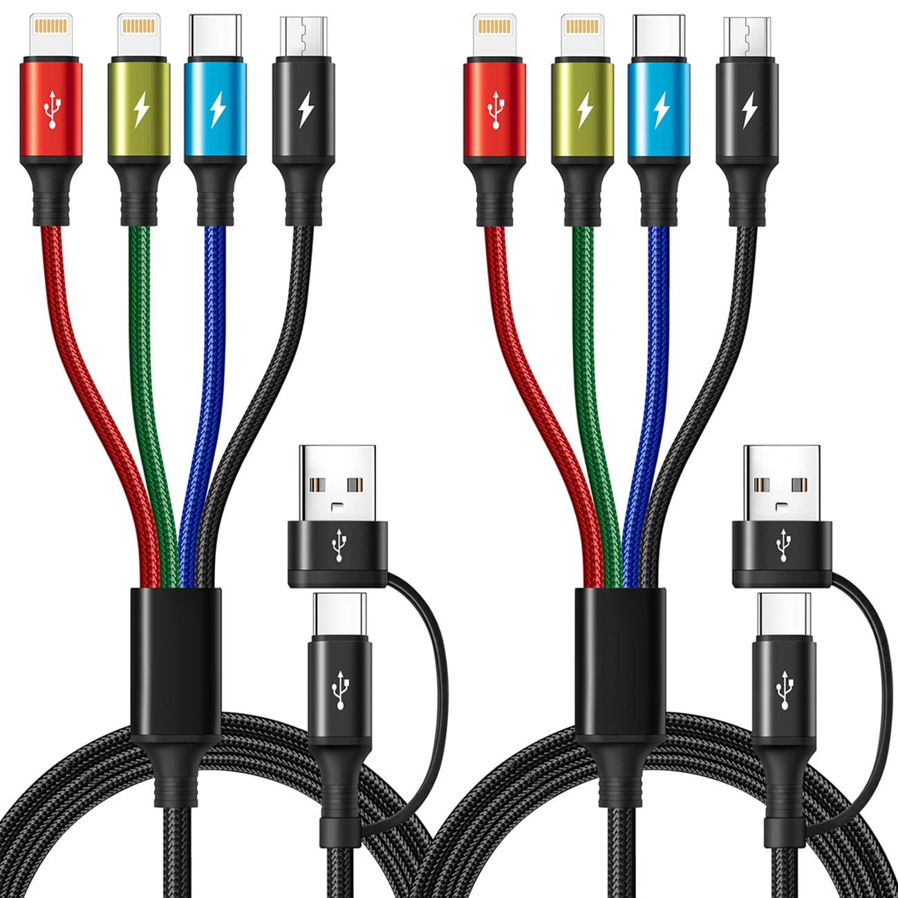 AMOSTING 6 in 1 Multiple Charging Cable 2Pack 6Ft