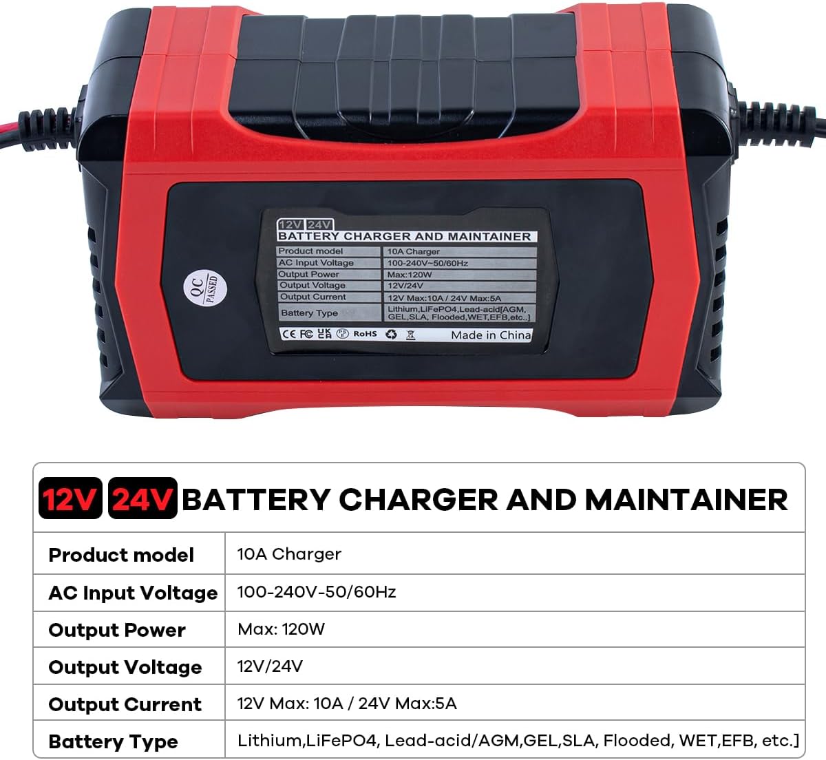 AMOSTING Smart Battery Charger 10A