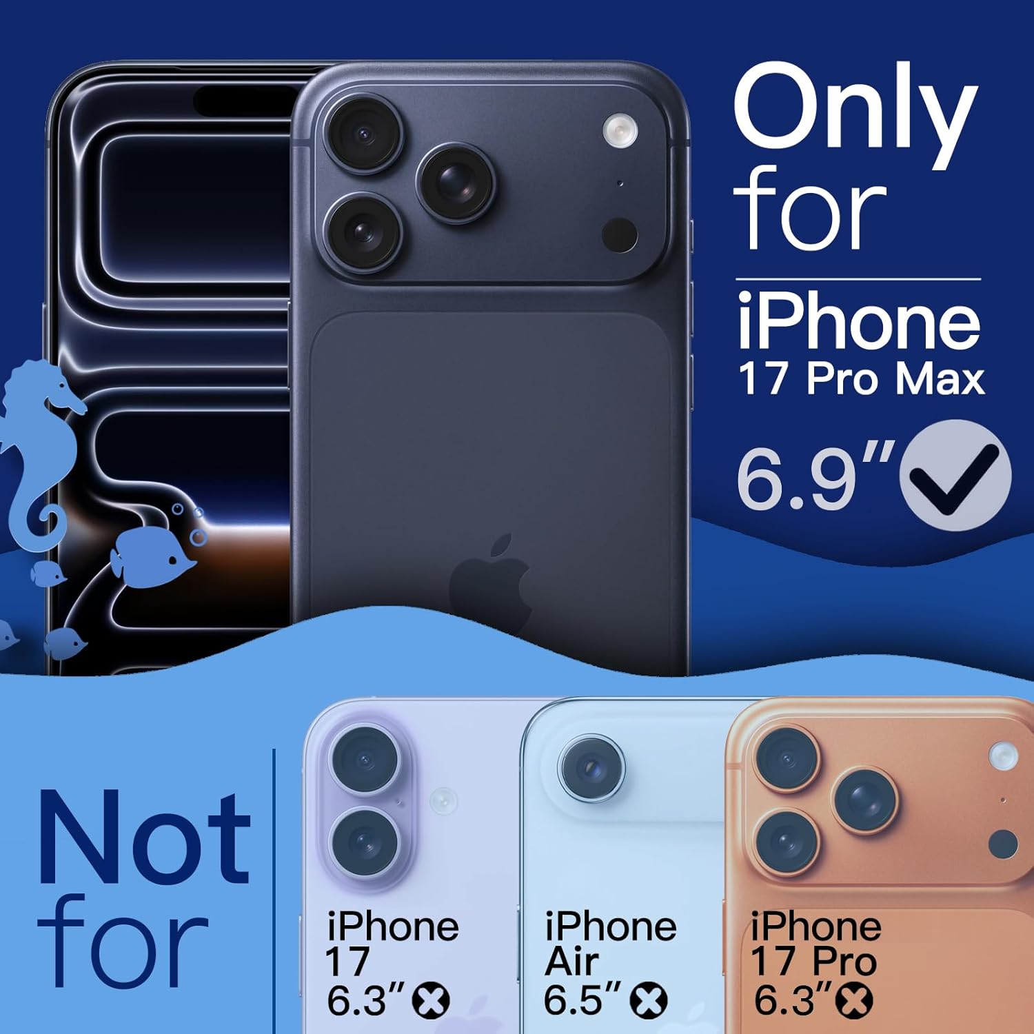 AMOSTING Wavy Case for iPhone 17 Pro Max（Dark Blue）