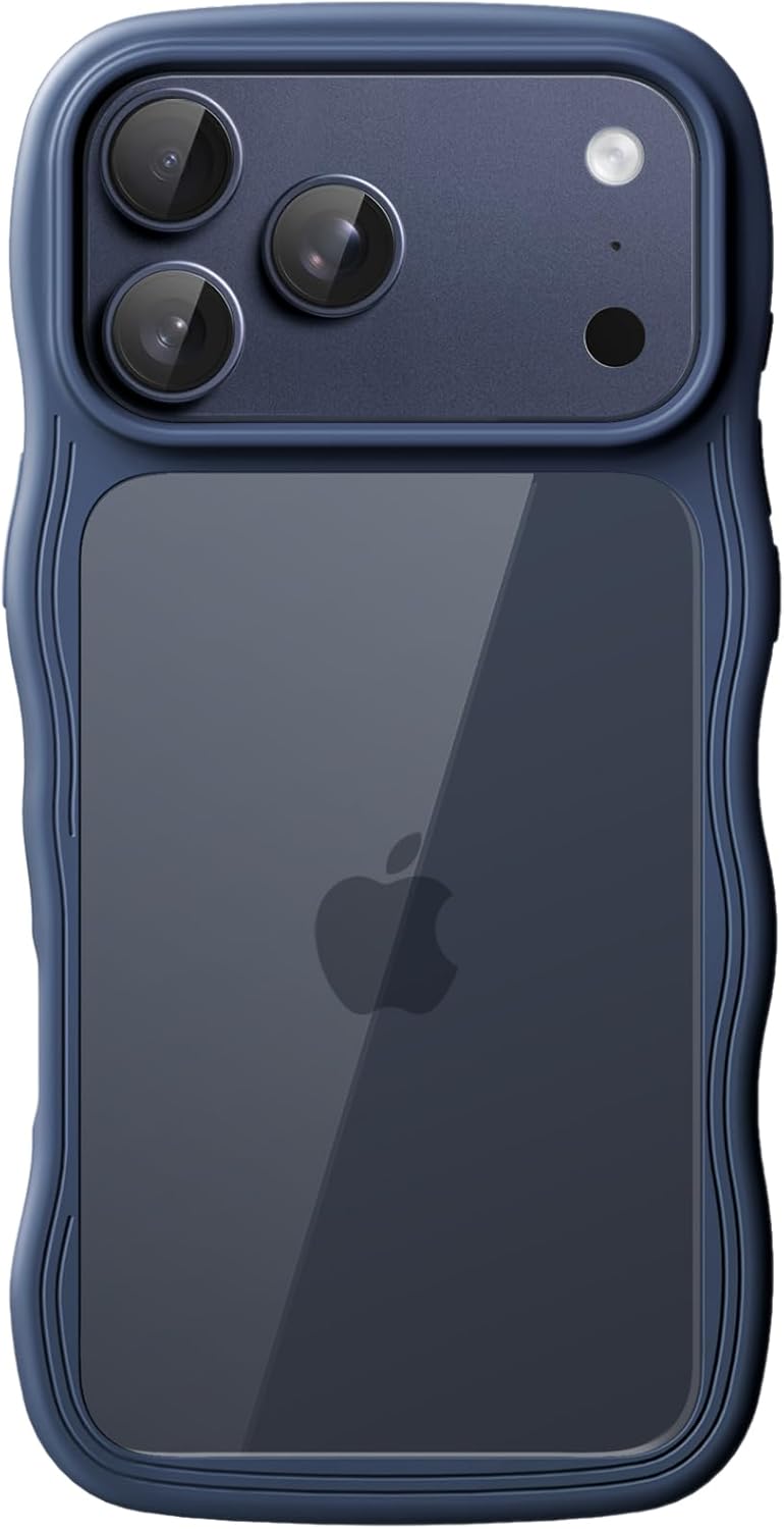 AMOSTING Wavy Case for iPhone 17 Pro Max（Dark Blue）