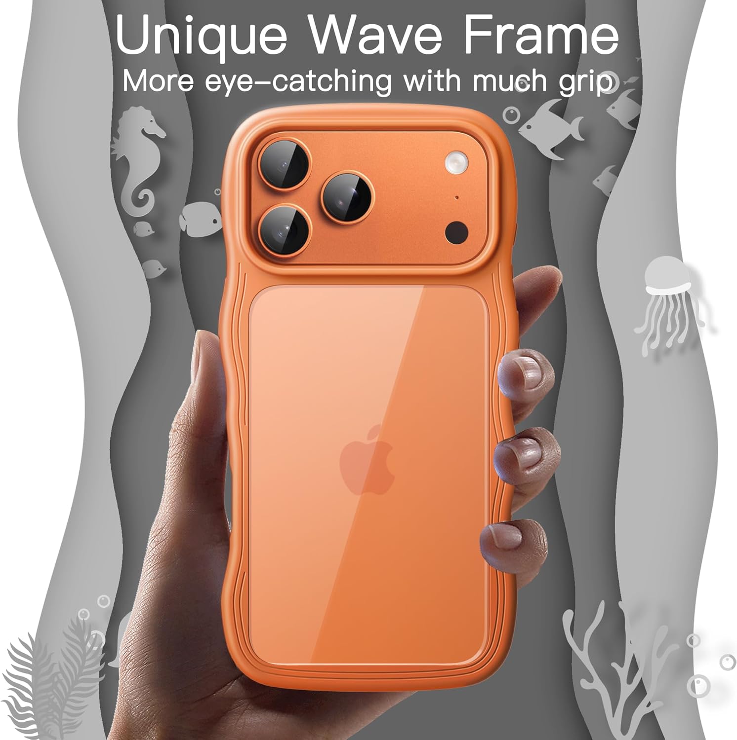 AMOSTING Wavy Case for iPhone 17 Pro Max (Orange)
