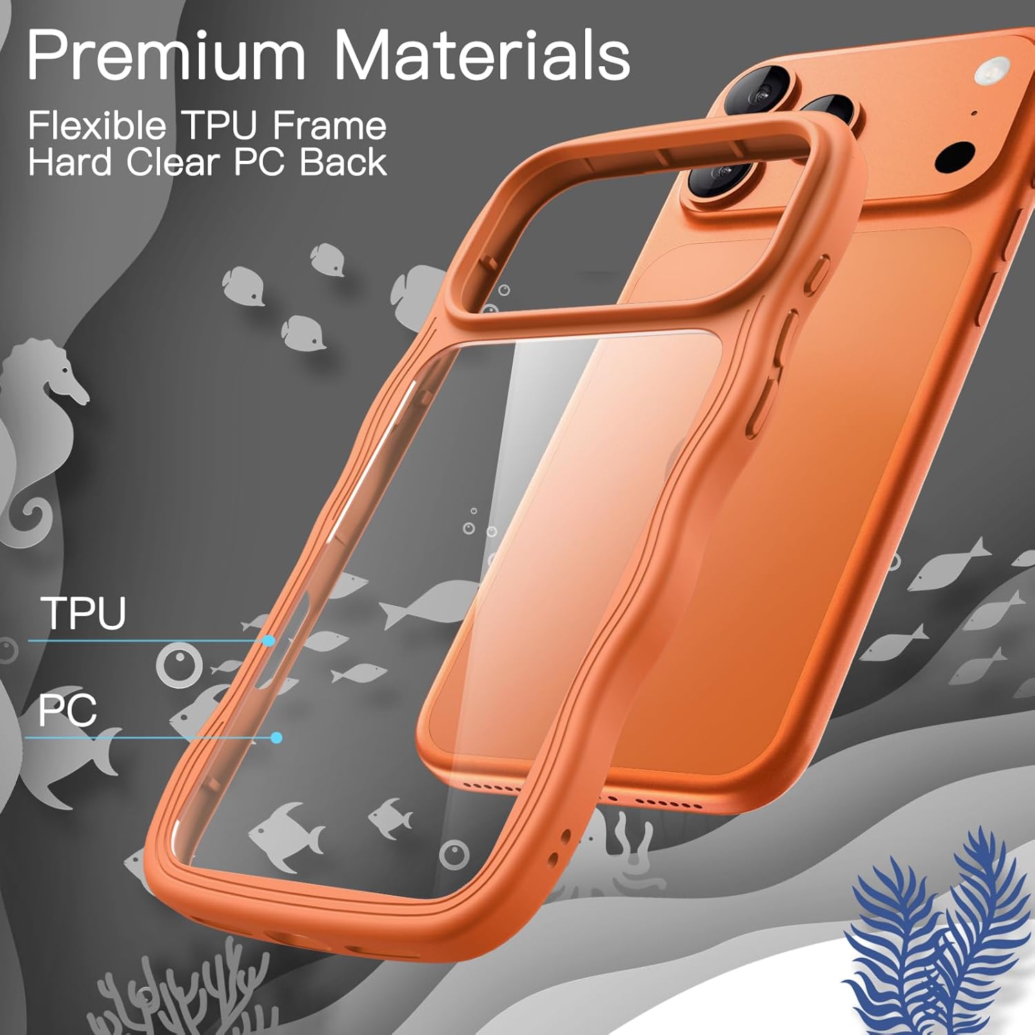 AMOSTING Wavy Case for iPhone 17 Pro Max (Orange)