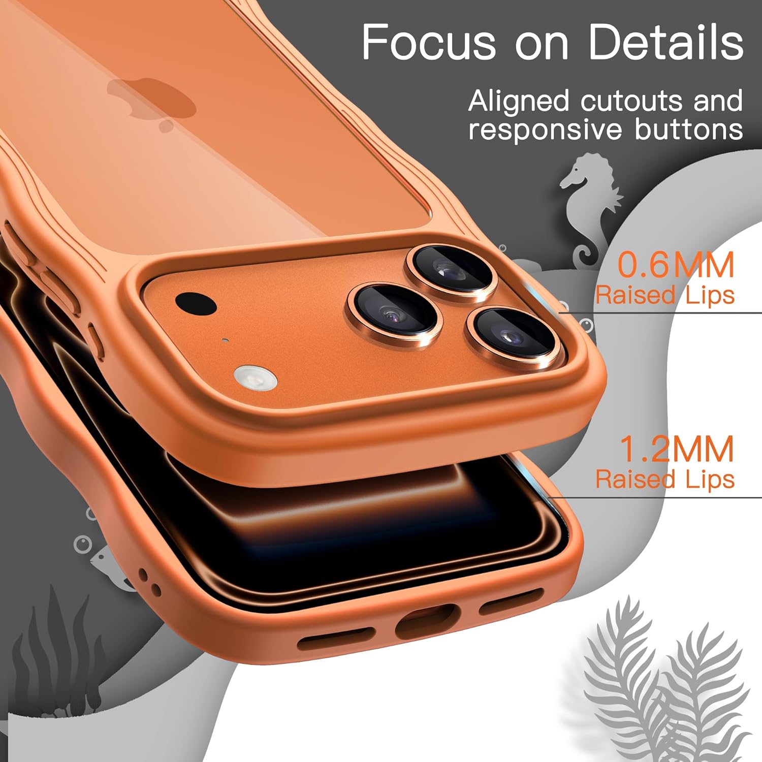 AMOSTING Wavy Case for iPhone 17 Pro Max (Orange)