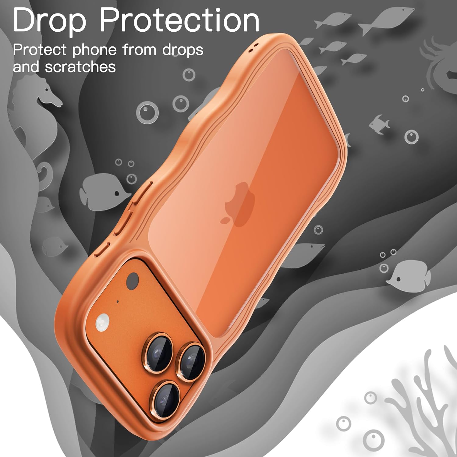 AMOSTING Wavy Case for iPhone 17 Pro Max (Orange)