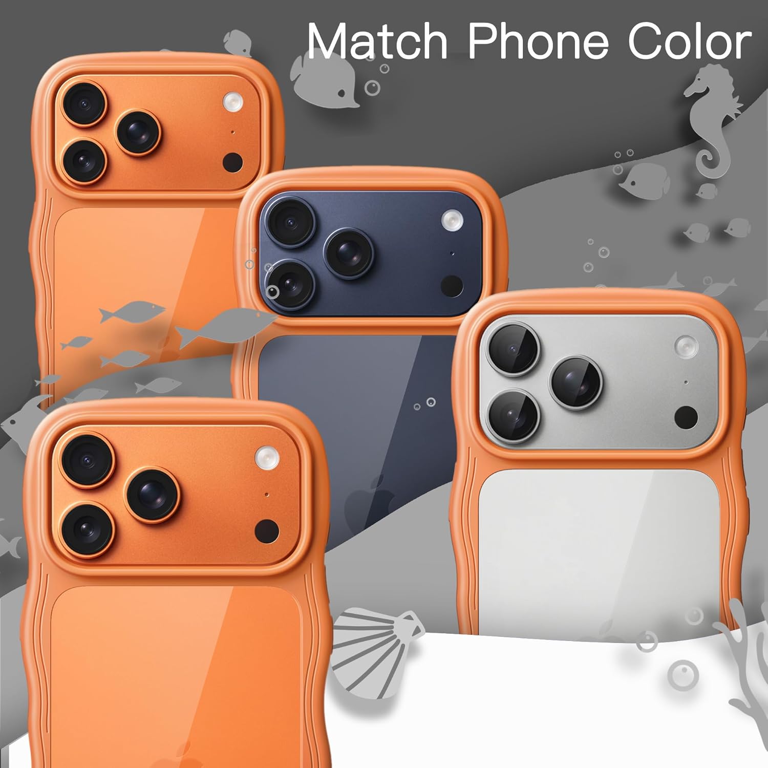 AMOSTING Wavy Case for iPhone 17 Pro Max (Orange)