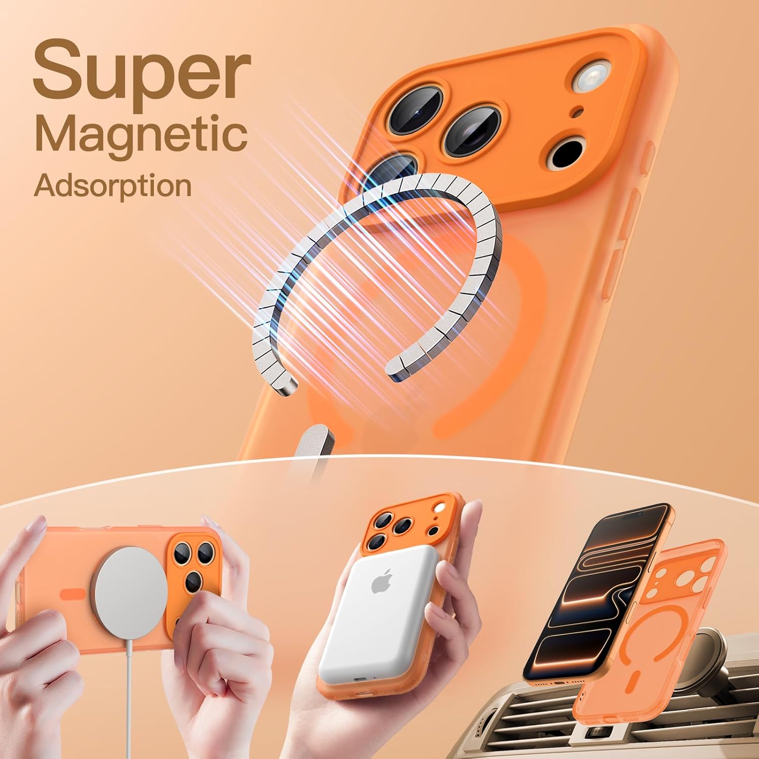 AMOSTING Matte Case for iPhone 17 Pro(Orange)