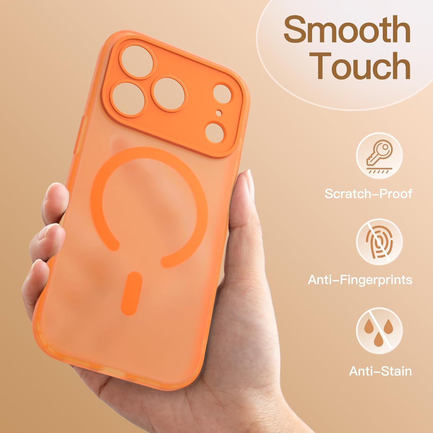 AMOSTING Matte Case for iPhone 17 Pro(Orange)