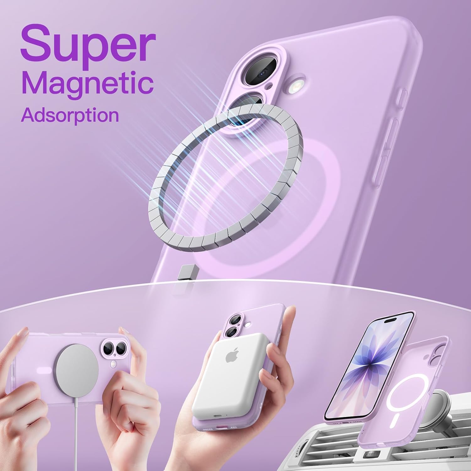 AMOSTING Matte Case for iPhone 17 （Purple）
